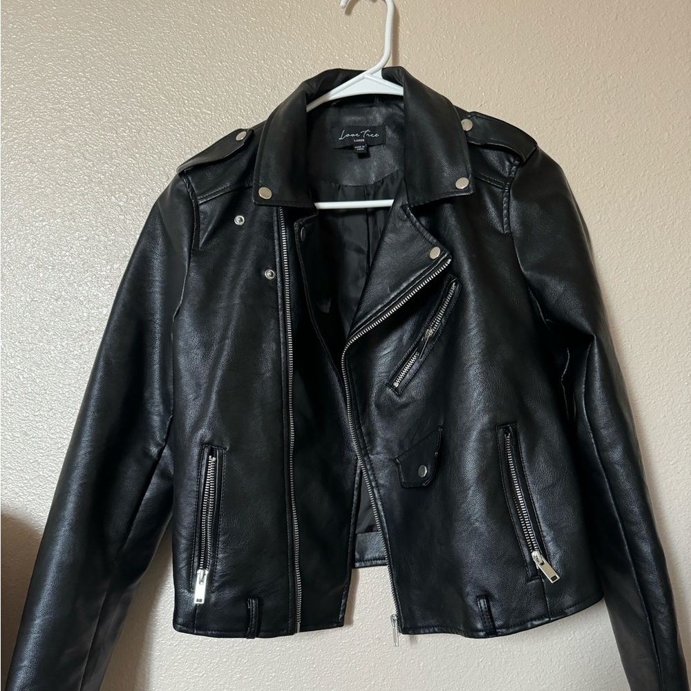 Oversized leather jacket